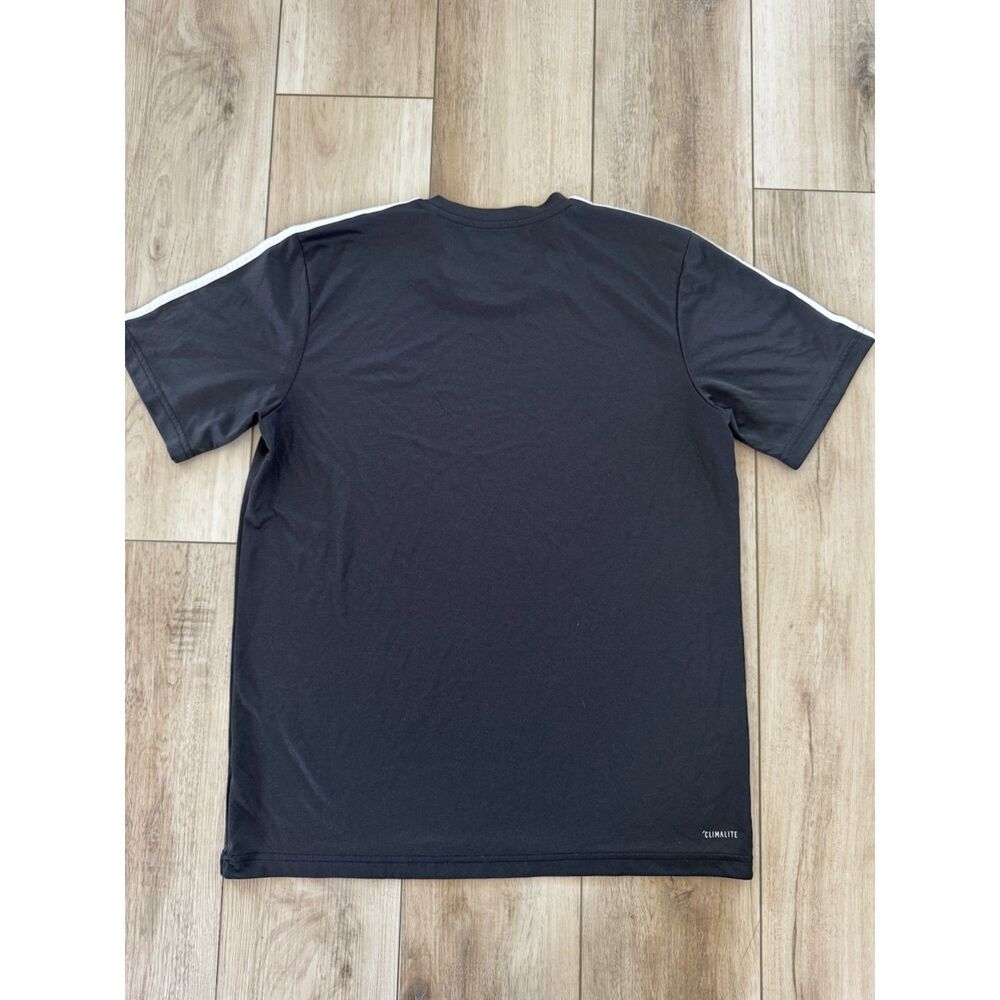 Adidas Climalite Black T-Shirt Mens Large 3 Stripe Athletic Gym Shirt Logo Sport - Picture 2 of 10